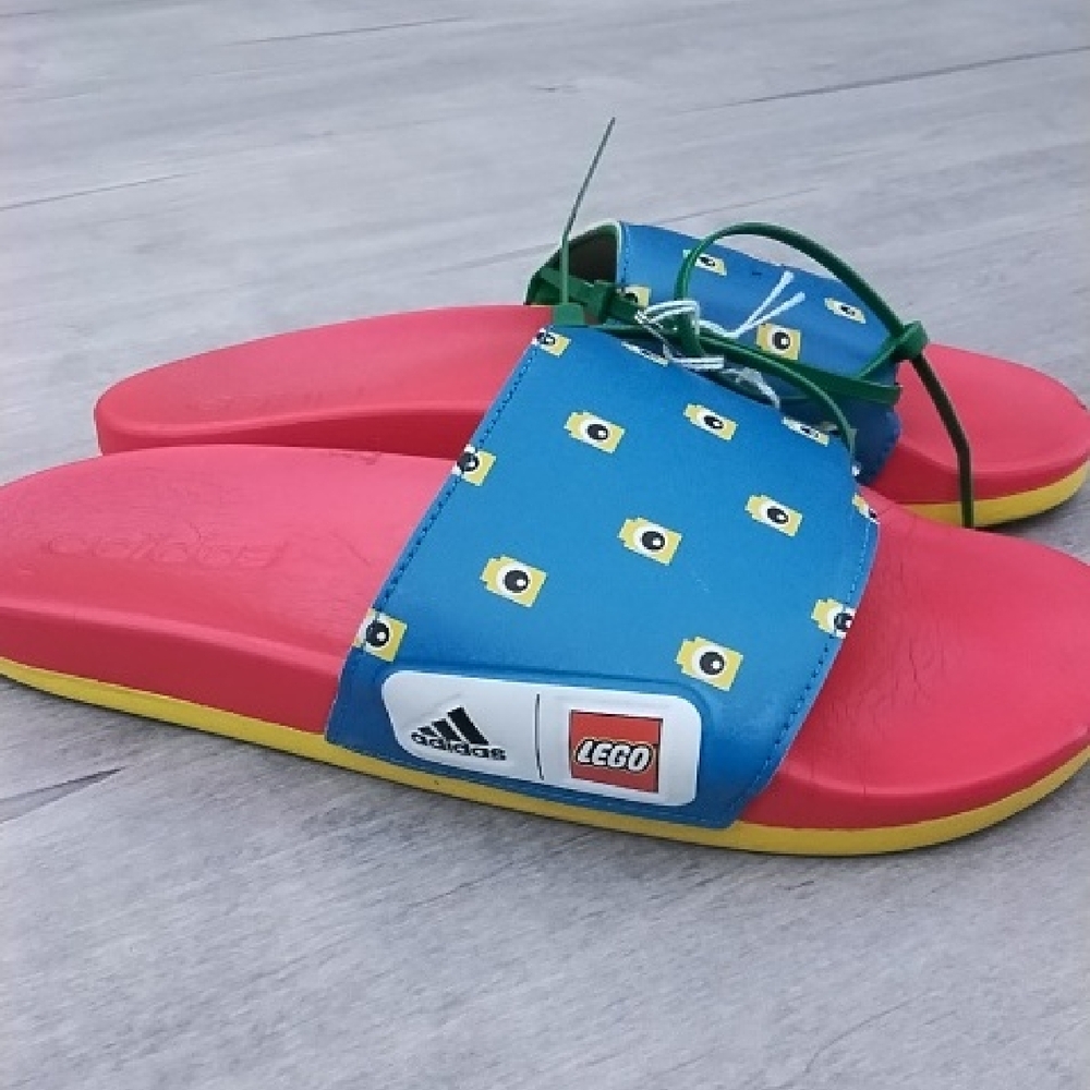 Adidas Kids Slide Sandals - Blue, Red, and Yellow